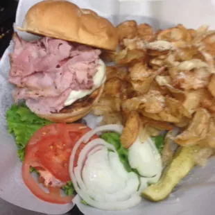 The Mario Burger with Hand Cut Parmesan Chips
