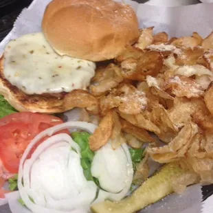 Burger &amp; Hand Cut Parmesan Chips
