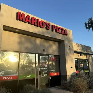 A shot of the outside of Mario&apos;s Pizza in El Mirage