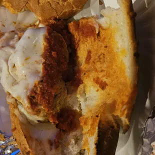 A meatball sub using a total of two small meatballs cut in half, one meatball for each half of a 10 inch sub roll. What a waste of money.