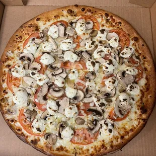 White Pizza, With Mushrooms and Onions