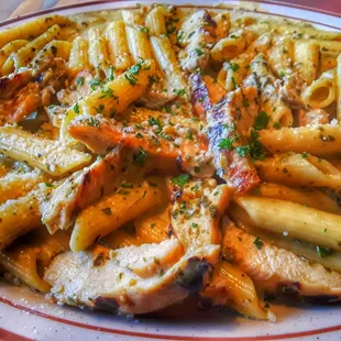 Penne allo pesto with chicken