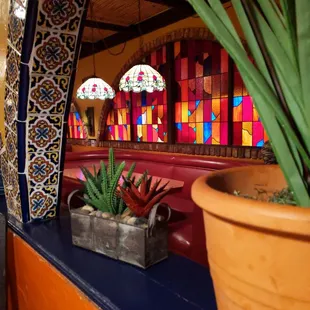 Funky stained glass decor from decades ago, gotta love it!