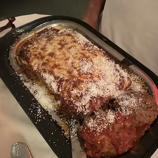 Lasagna and meatballs