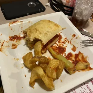 Banana pepper sandwich, weird fries, the actual banana peppers were okay.