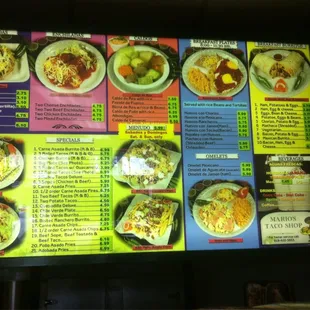 Second half of menu