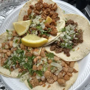 We have children, stake and pork street tacos.