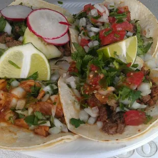 Street tacos...lengua, buche, asada and tripas!!  I ain't scared of no parts...