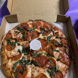 Pepperoni basil and garlic individual pizza