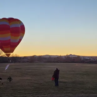Balloon at sunset