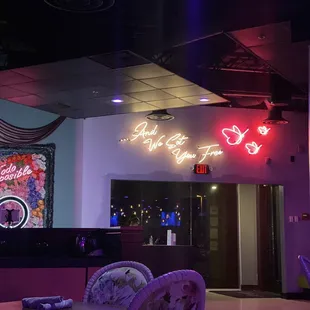 Front door. They have a ring light for the perfect selfies along their flower wall!