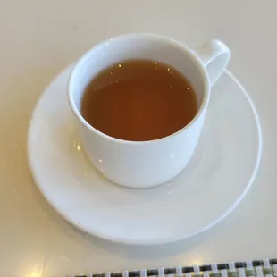 Complimentary Chicken Consommé - NOT GOOD! Salty, aggressively peppered, no clean flavors. JUST BAD!