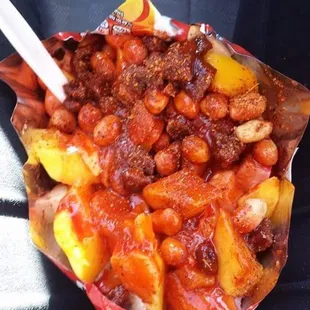 a close up of a munchy dish