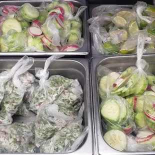 a variety of frozen vegetables