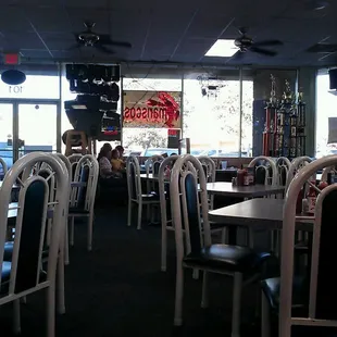 The inside of the restaurant.