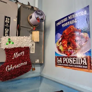 a poster on the wall of a restaurant
