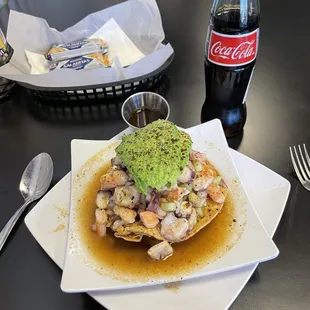 Ceviche tostada with octopus