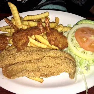Fried fish and shrimp combo