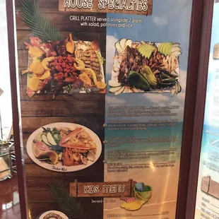 Menu - we had the one pictured in the upper-left.  The Seafood Grill Platter.