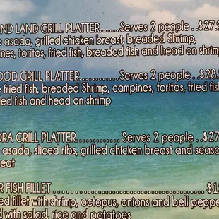 Menu - Specialties Platters.