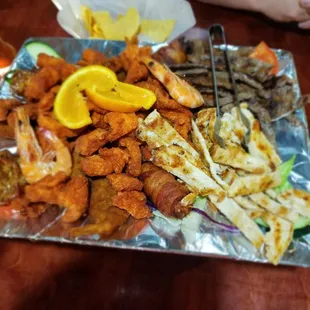 Seafood and grill platter