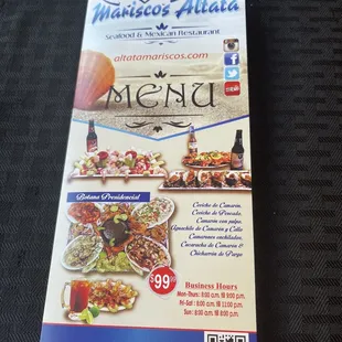 Front of Menu