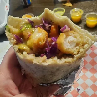 Shrimp burrito  made with love. Thats all I have to say.