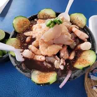 a bowl of food on a table