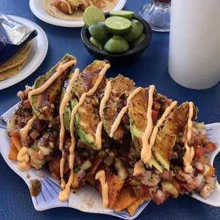 Tostipower (fritos azteca with shrimp ceviche)