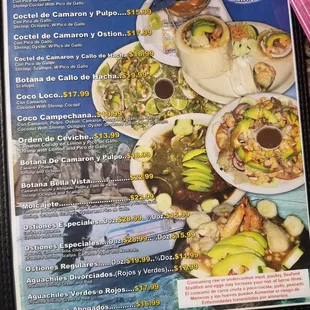 menu, tacos