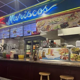 The overall booth. Seating is located directly in front on picnic style tables.