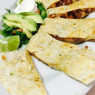 a plate of quesadillas