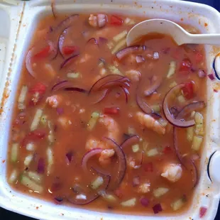 Ceviche De Camaron Tostada