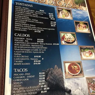 a menu for a mexican restaurant