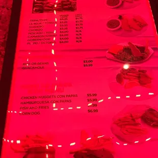 the menu of a mexican restaurant
