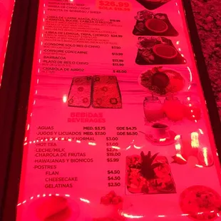 a menu for a mexican restaurant