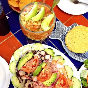 a table of mexican food