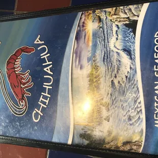 Front of the menu