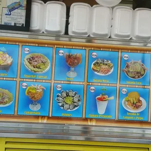 a menu on a food truck