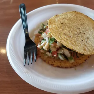 Shrimp ceviche tostada