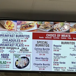 a menu for a mexican restaurant