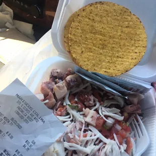 Tostada mixta with Stale chips and no limes