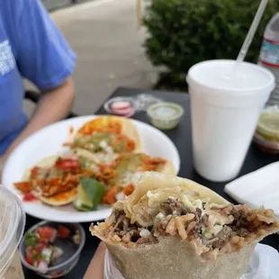 Asada Burrito &amp; Chicken Tacos