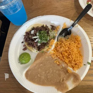 Kids asada plate w rice and beans and small drink
