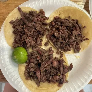 Asada tacos(asked for plain)