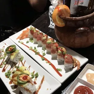 a plate of sushi on a table