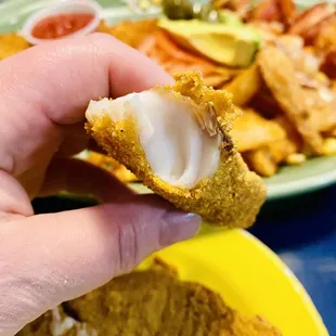 the crispy cornmeal crust on the fish is so so yummy :)'