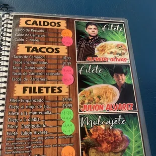 a menu for a mexican restaurant