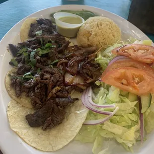 Skirt Steak tacos. The meat was bomb.