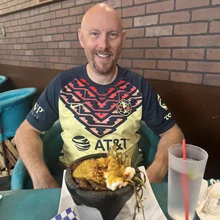 Me with my Molcajete Arrachera at Mariscos Culiacan in Horizon City, TX